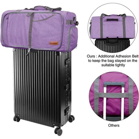 FOLDABLE Weekender Bag with Shoes Compartment Lavender Purple - Picture 5 of 6